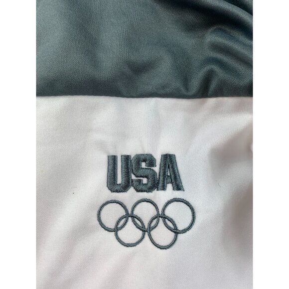 Track Jacket Mens XL USA Olympic Committee White Gray Full Zip USA Made Light - Picture 8 of 16